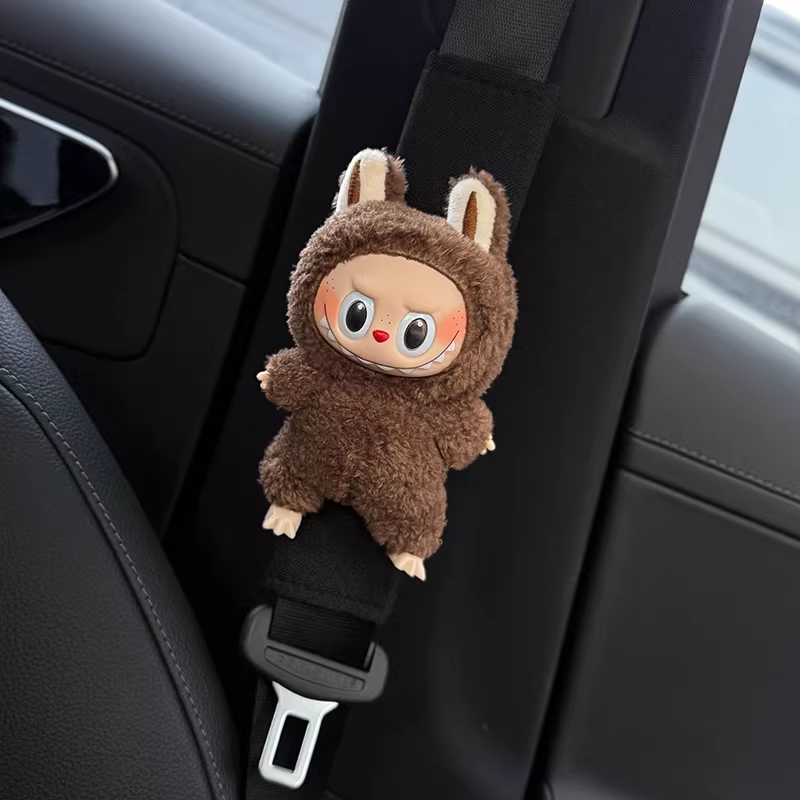 Load image into Gallery viewer, Labubu Cute Plush Car Seatbelt Shoulder Cover