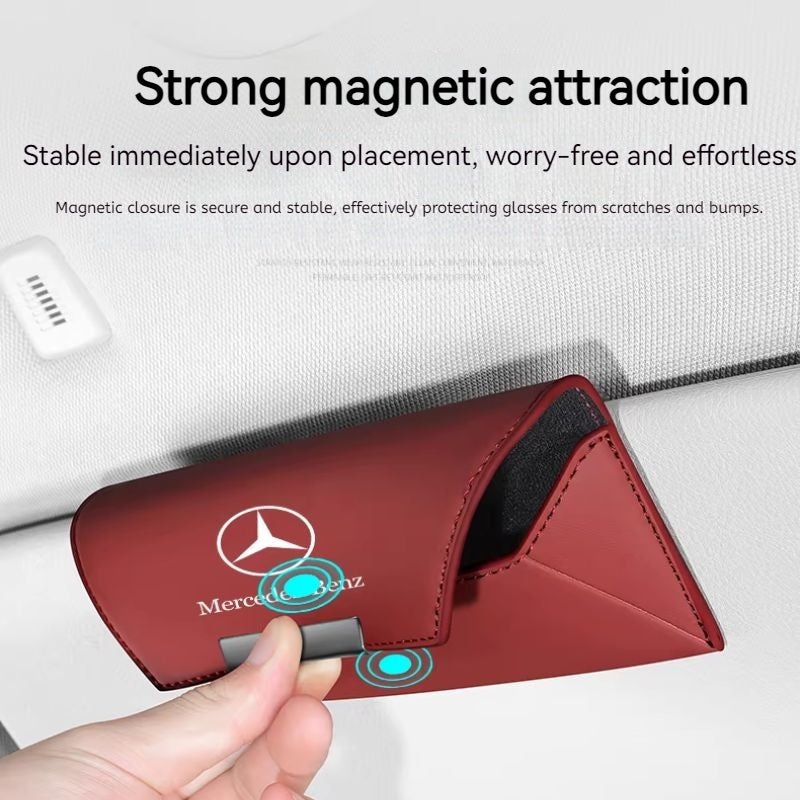 Load image into Gallery viewer, Mercedes-Benz Nappa Leather Car Sunglasses Holder for C-Class, E-Class, A-Class, E300L, GLA, GLC, GLB200/CLA — In-Car Sunglasses Clip Accessory