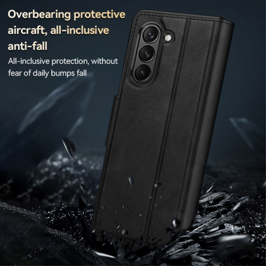 Samsung Galaxy Z Fold 4 Full-wrap Plain Leather Foldable Stand Magnetic Closure Case - i-Station Mobile Phone & Electronic Device Repair and Accessories