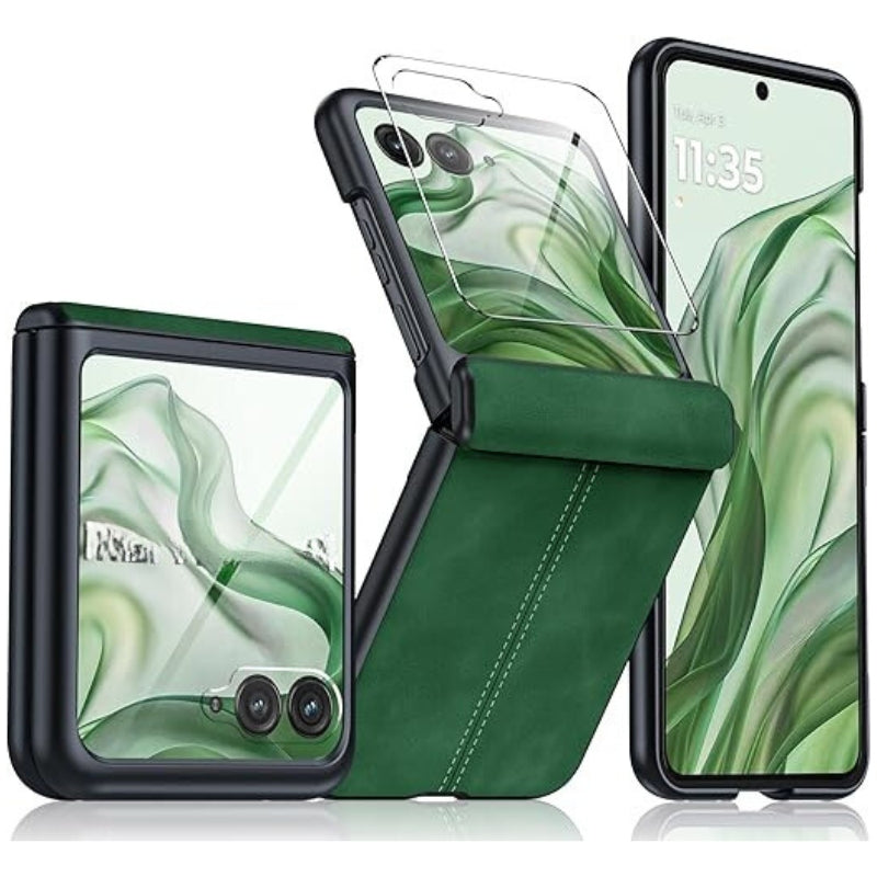 Load image into Gallery viewer, Motorola Moto Razr 60 - Hinge Protection & Thin PU Leather Matte PC Shockproof Case - i-Station Mobile Phone & Electronic Device Repair and Accessories