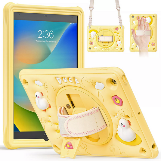 Apple iPad 7/8/9 10.2" 7/8/9th Gen (2019/2020/2021) 3D Cartoon Silicone Rugged 360°Rotating Hand Strap Stand Case - i-Station Mobile Phone & Electronic Device Repair and Accessories
