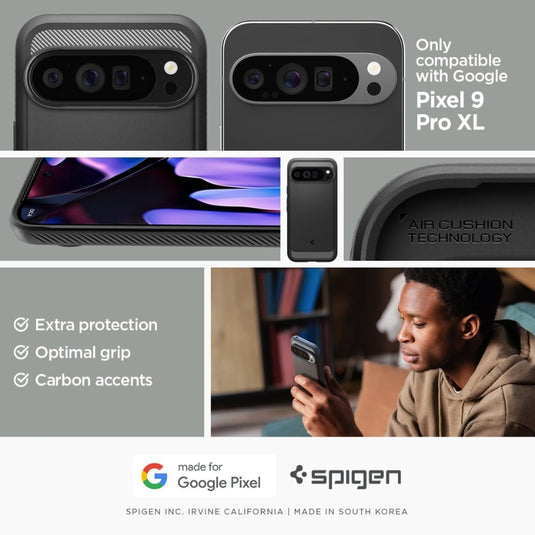 Google Pixel 9 Pro XL - Airbag-Like Corners Air Cushion Bumper Protective Technology, Slim Lightweight Soft TPU Raised Edge Protection Non-Slip Grip Cover Heavy Duty Series Case - i-Station Mobile Phone & Electronic Device Repair and Accessories