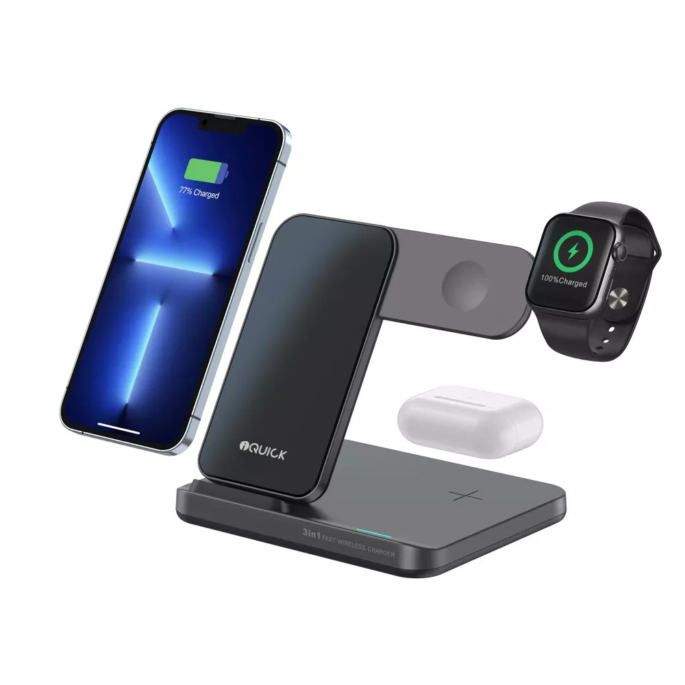 iQuick T5 3 in 1 Multi Functions Wireless Charger Stand - i-Station Mobile Phone & Electronic Device Repair and Accessories