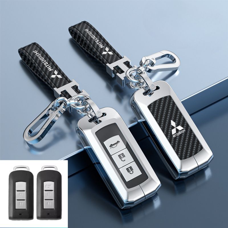 Load image into Gallery viewer, Mitsubishi Zinc Alloy + Carbon Fiber Texture Car Key Fob Case Cover For Outlander, Eclipse Cross, ASX, Pajero, Pajero Sport, Lancer EX - i-Station Mobile Phone & Electronic Device Repair and Accessories