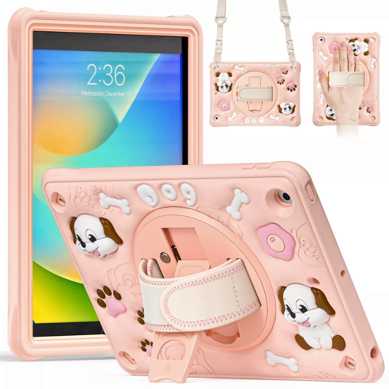 Load image into Gallery viewer, Apple iPad 7/8/9 10.2" 7/8/9th Gen (2019/2020/2021) 3D Cartoon Silicone Rugged 360°Rotating Hand Strap Stand Case - i-Station Mobile Phone & Electronic Device Repair and Accessories