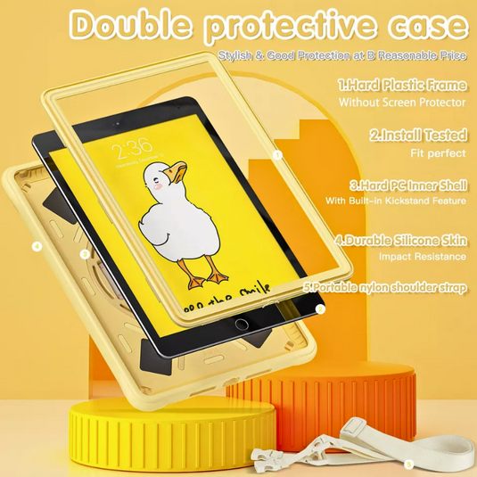 Apple iPad 7/8/9 10.2" 7/8/9th Gen (2019/2020/2021) 3D Cartoon Silicone Rugged 360°Rotating Hand Strap Stand Case - i-Station Mobile Phone & Electronic Device Repair and Accessories