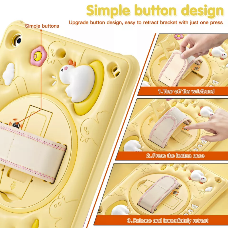 Load image into Gallery viewer, Apple iPad 7/8/9 10.2" 7/8/9th Gen (2019/2020/2021) 3D Cartoon Silicone Rugged 360°Rotating Hand Strap Stand Case - i-Station Mobile Phone & Electronic Device Repair and Accessories