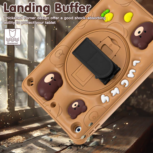 Apple iPad 7/8/9 10.2" 7/8/9th Gen (2019/2020/2021) 3D Cartoon Silicone Rugged 360°Rotating Hand Strap Stand Case - i-Station Mobile Phone & Electronic Device Repair and Accessories