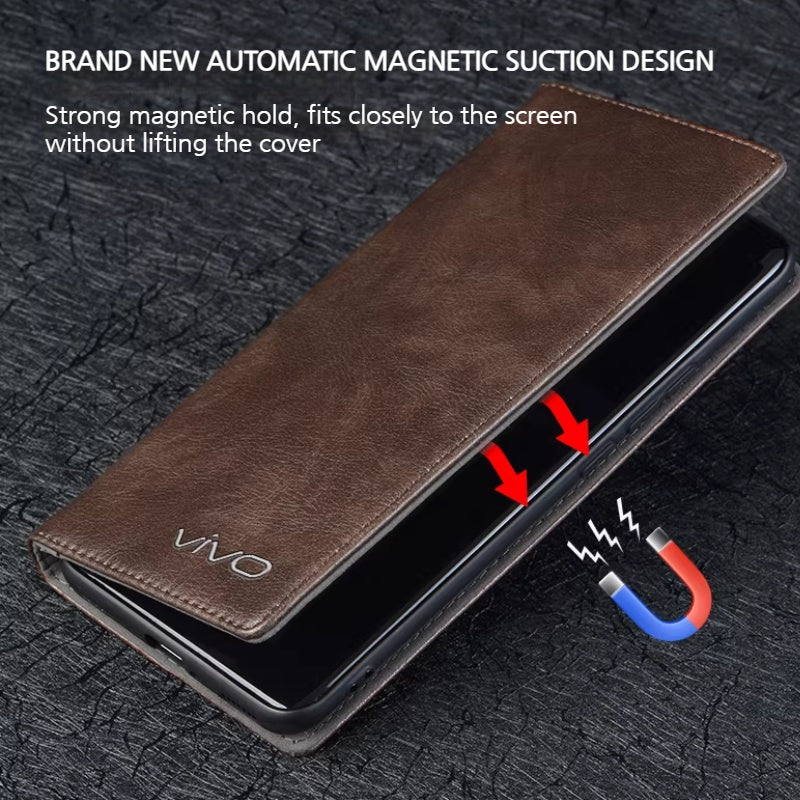 Load image into Gallery viewer, VIVO X300/Pro - Business Genuine Leather Magnetic Flip Shockproof Protective Case - i-Station Mobile Phone & Electronic Device Repair and Accessories