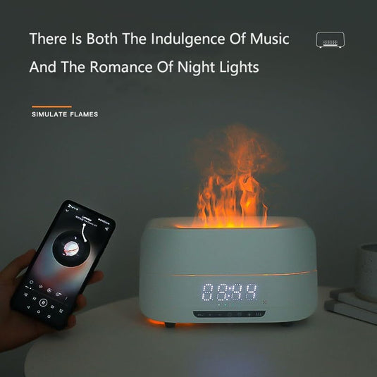 Essential Oil Diffuser, Flame Aroma Diffuser Humidifier With Bluetooth Speaker and Clock, 400ML High Capacity Humidifier for Office and Bedroom - i-Station Mobile Phone & Electronic Device Repair and Accessories