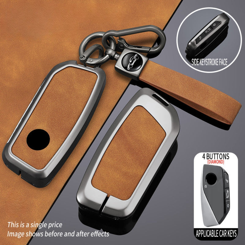 Load image into Gallery viewer, BMW Zinc Alloy + Leather Protection Car Key Fob Case Cover For X1, X6, X7, ix1, ix40, ix50 - i-Station Mobile Phone & Electronic Device Repair and Accessories