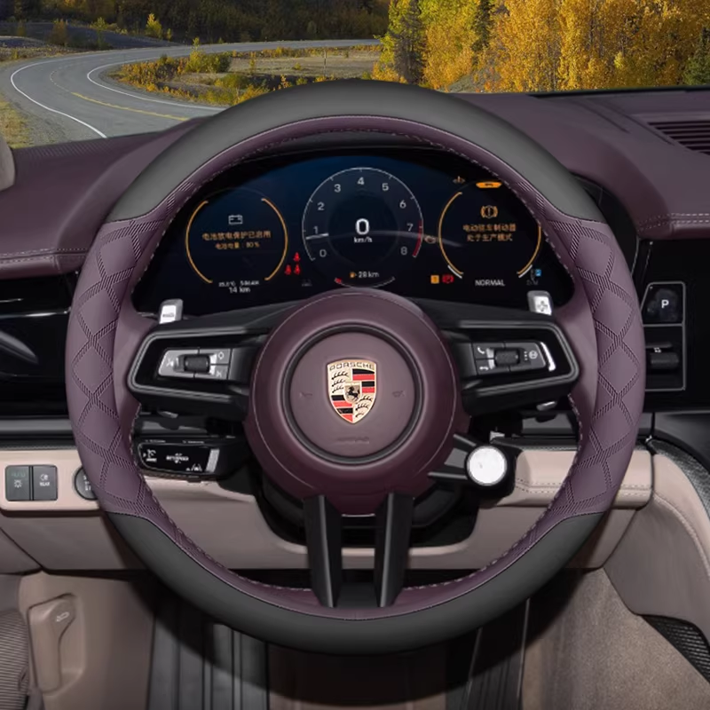 Load image into Gallery viewer, Porsche Nappa Leather Ultra-thin Steering Wheel Cover for Macan, Taycan, Cayenne, 718, Panamera - i-Station Mobile Phone & Electronic Device Repair and Accessories