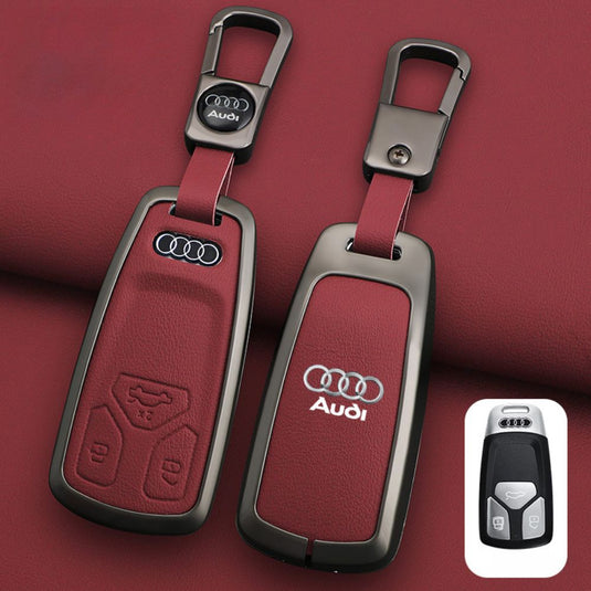 Audi Zinc Alloy + Leather Car Key Fob Case Cover For A4, A5, A6,A8, Q2, Q5, Q7 - i-Station Mobile Phone & Electronic Device Repair and Accessories