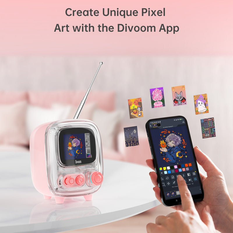 Load image into Gallery viewer, Divoom Tiivoo-2 FM Radio Bluetooth Speaker With Alarm Clock And Upload Photos,Pixel Art Retro Mini Small Cute Wireless Speaker For Party Office Home Desk Bedroom - i-Station Mobile Phone & Electronic Device Repair and Accessories
