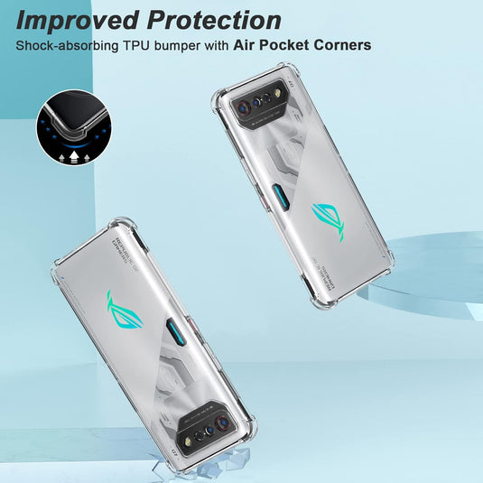 Asus ROG Phone 6/6 Pro/6D/6D Ultimate - AirPillow Cushion Transparent Soft Clear TPU Four Corners Protective Case With 2PC 9H Tempered Glass Screen Protector - i-Station Mobile Phone & Electronic Device Repair and Accessories