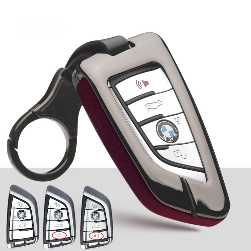 Load image into Gallery viewer, BMW Zinc Alloy + Leather Car Key Fob Case Cover For 1, 3, 4, 5, 6 Series, X3, X5, X6, X7 - i-Station Mobile Phone & Electronic Device Repair and Accessories