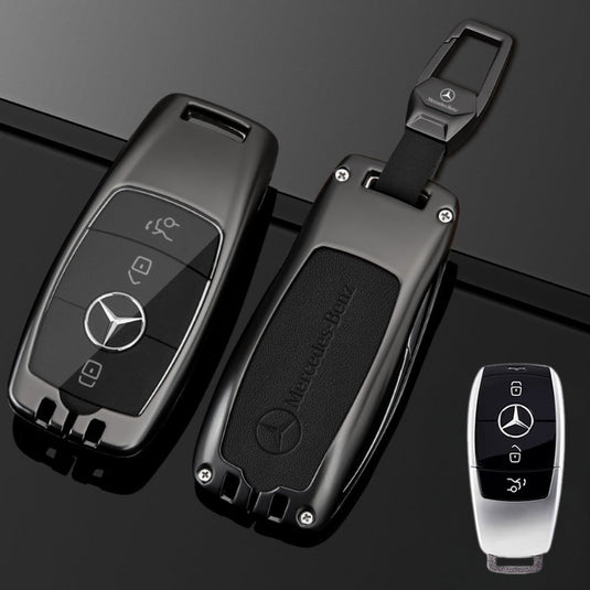 Mercedes Benz Alloy + Leather Protection Car Key Fob Case Cover For Benz A, B, C, E, S, G-Class, GLA, GLB, GLC, GLE, GLS, CLA, CLS, EQC - i-Station Mobile Phone & Electronic Device Repair and Accessories