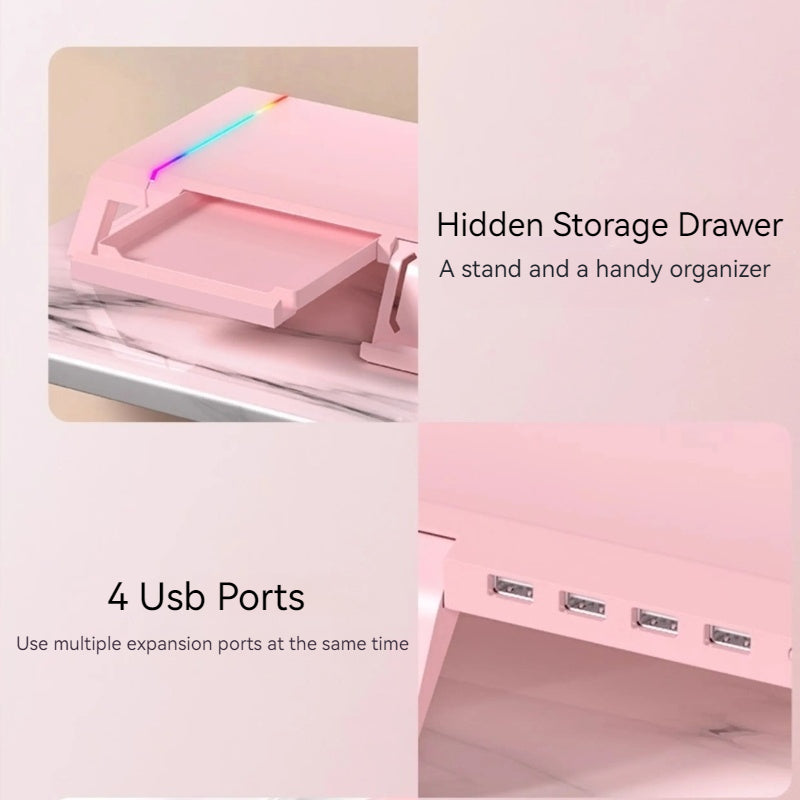 Load image into Gallery viewer, RGB Monitor Riser Stand with Foldable Legs, 4-Port USB Hub & Storage Drawer - i-Station Mobile Phone & Electronic Device Repair and Accessories