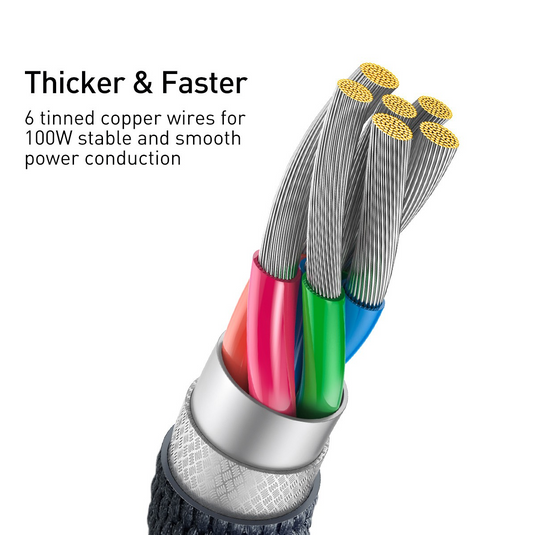 CW-FXP Baseus Crystal Shine Series Fast Charging Data Cable USB to Type-C 100W 2m - Black - i-Station Mobile Phone & Electronic Device Repair and Accessories