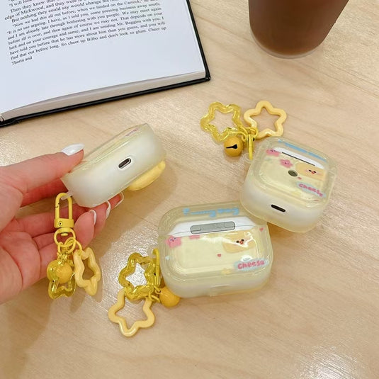 Apple Airpods 4 - Cheese Star Cute Cartoon Silicone Anti-Drop Protective Case - i-Station Mobile Phone & Electronic Device Repair and Accessories