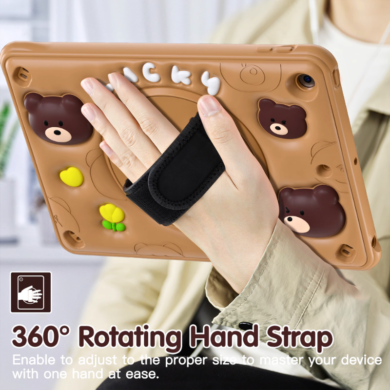 Load image into Gallery viewer, Apple iPad 7/8/9 10.2" 7/8/9th Gen (2019/2020/2021) 3D Cartoon Silicone Rugged 360°Rotating Hand Strap Stand Case - i-Station Mobile Phone & Electronic Device Repair and Accessories
