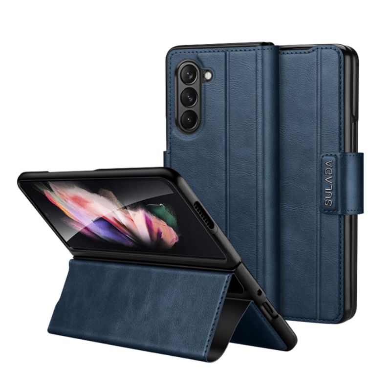 Load image into Gallery viewer, Samsung Galaxy Z Fold 4 Full-wrap Plain Leather Foldable Stand Magnetic Closure Case - i-Station Mobile Phone & Electronic Device Repair and Accessories
