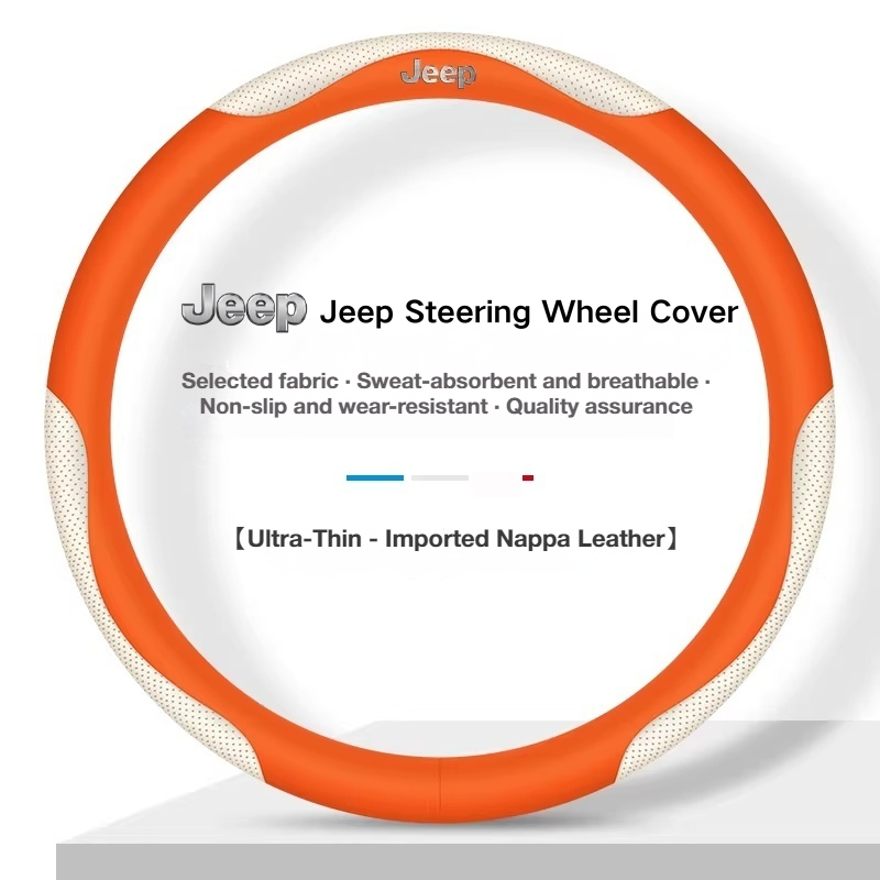 Load image into Gallery viewer, Jeep Genuine Leather Spliced Design with Breathable & Anti-Slip Grip Steering Wheel Cover For Wrangler, Cherokee, Renegade, Grand Commander, Compass - i-Station Mobile Phone & Electronic Device Repair and Accessories