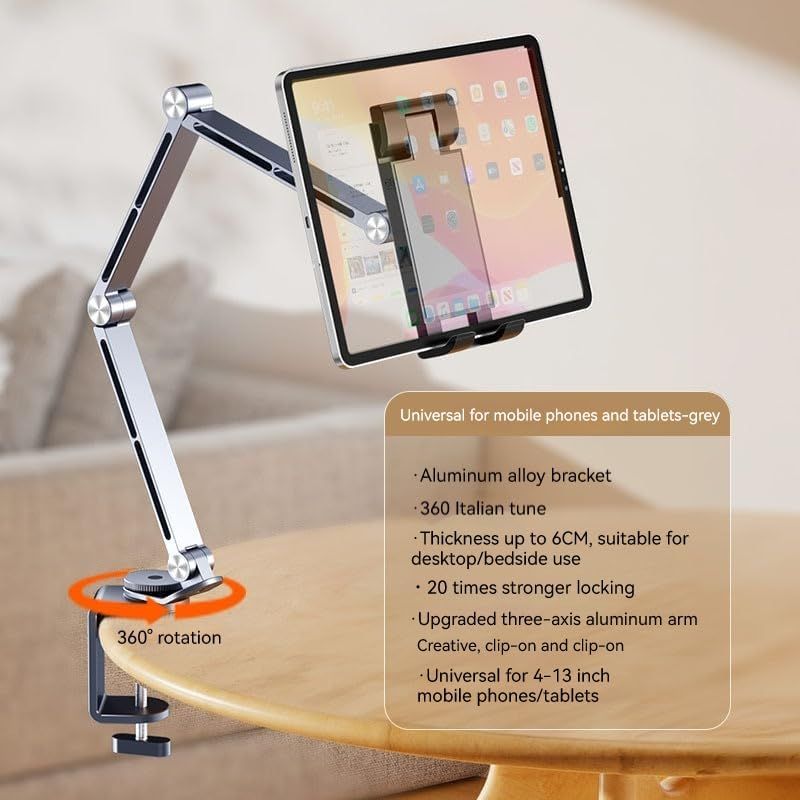 Load image into Gallery viewer, Adjustable Phone & Tablet Stand – Swivel Arm, Fits 4"–13" Devices