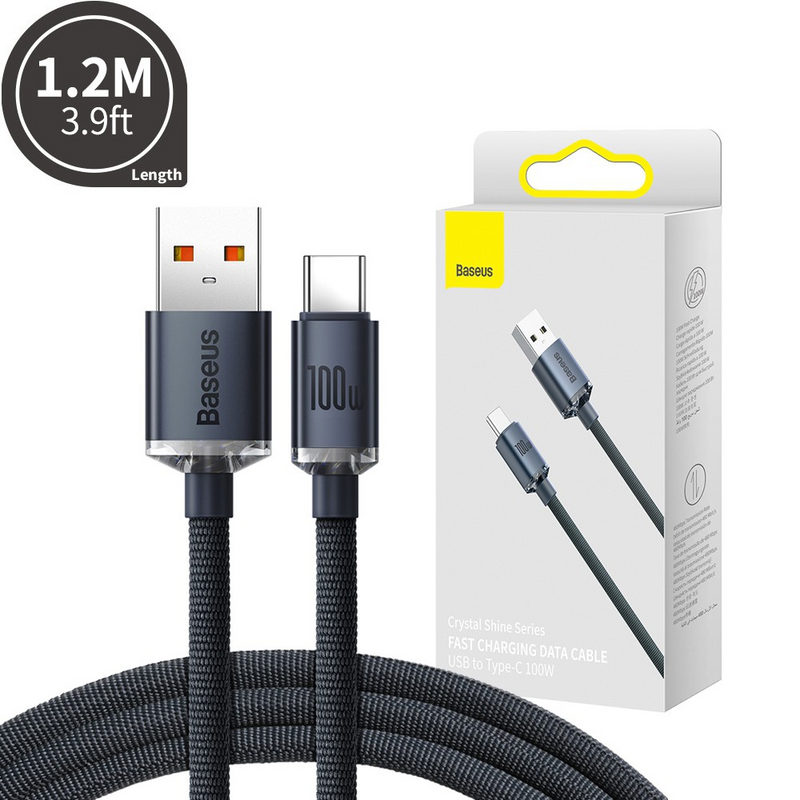 Load image into Gallery viewer, CW-FXP Baseus Crystal Shine Series Fast Charging Data Cable USB to Type-C 100W 1.2m - Black - i-Station Mobile Phone & Electronic Device Repair and Accessories