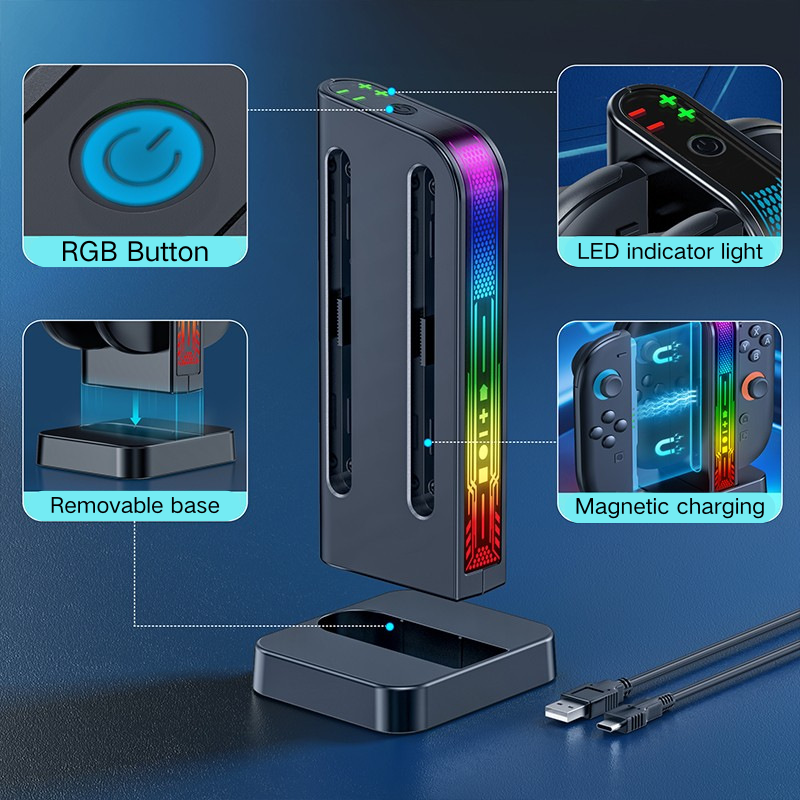 Load image into Gallery viewer, Nintendo Switch 2 (2025) Joy-Con Controller Charging Dock Station with RGB Light