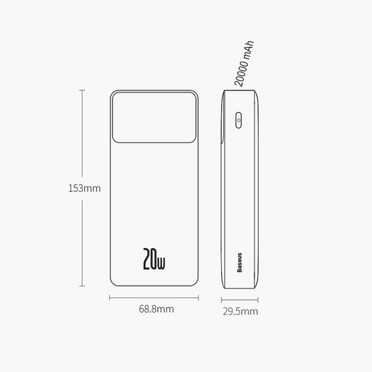 Baseus Bipow Fast Charging Power Bank 20000mAh 20W (Overseas Edition) PPBD050501-Black - i-Station Mobile Phone & Electronic Device Repair and Accessories