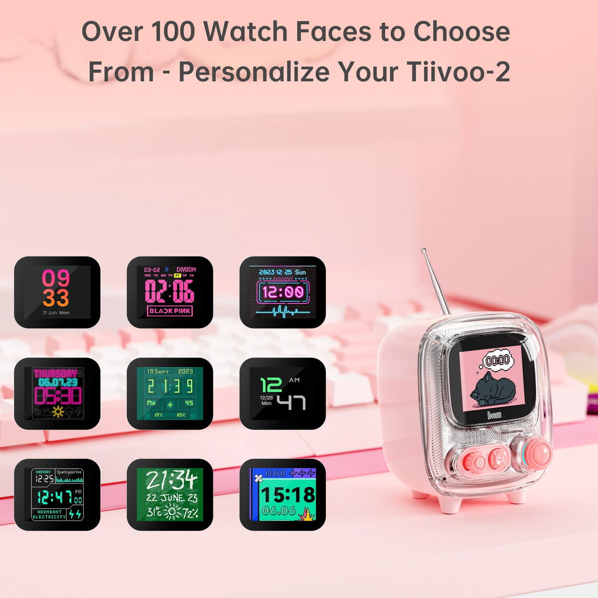 Divoom Tiivoo-2 FM Radio Bluetooth Speaker With Alarm Clock And Upload Photos,Pixel Art Retro Mini Small Cute Wireless Speaker For Party Office Home Desk Bedroom - i-Station Mobile Phone & Electronic Device Repair and Accessories