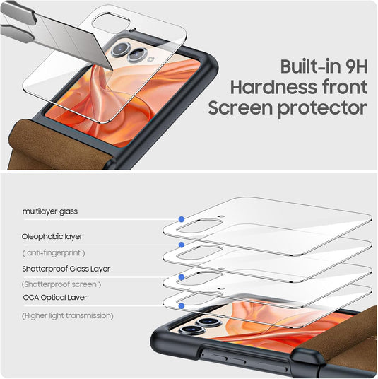 Motorola Moto Razr 60 - Hinge Protection & Thin PU Leather Matte PC Shockproof Case - i-Station Mobile Phone & Electronic Device Repair and Accessories