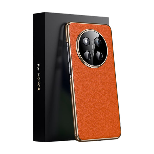 Honor 100/Pro - Electroplated Full Cover Genuine Leather Business Phone Case - i-Station Mobile Phone & Electronic Device Repair and Accessories