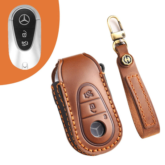 Mercedes Benz Handcrafted Genuine Leather Car Key Fob Protective Case Cover For Benz S-Class - i-Station Mobile Phone & Electronic Device Repair and Accessories