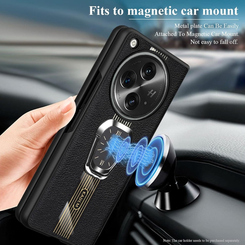 Load image into Gallery viewer, OPPO Find N (PEUM00) - Leather Silicone Magnetic Metal Ring Stand Shockproof Protective Case - i-Station Mobile Phone & Electronic Device Repair and Accessories