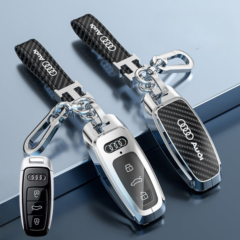 Load image into Gallery viewer, Audi Zinc Alloy + Carbon Fiber Texture Car Key Fob Case Cover For A3, A4, A5, A6, Q2, Q3, Q5, Q7, Q8, e-tron - i-Station Mobile Phone & Electronic Device Repair and Accessories