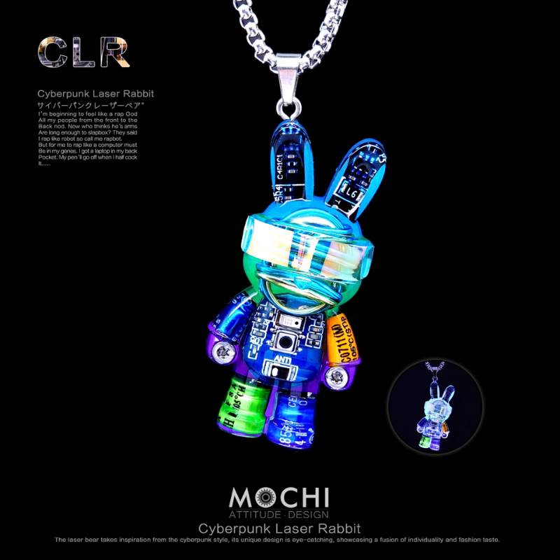 Load image into Gallery viewer, MOCHI Cyberpunk Laser Rabbit Keychain for Car Keys & Bag Pendant