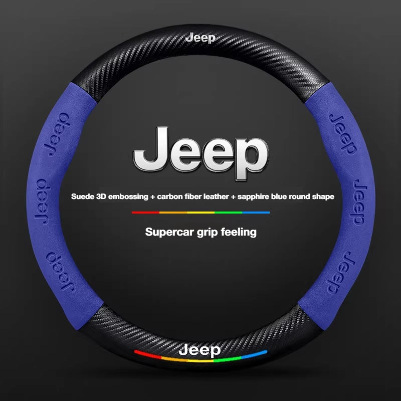 Load image into Gallery viewer, Jeep Leather-Texture Suede Durable, Sporty Feel Steering Wheel Cover For Compass, Grand Cherokee, Commander, Wrangler, Renegade, Liberty - i-Station Mobile Phone & Electronic Device Repair and Accessories