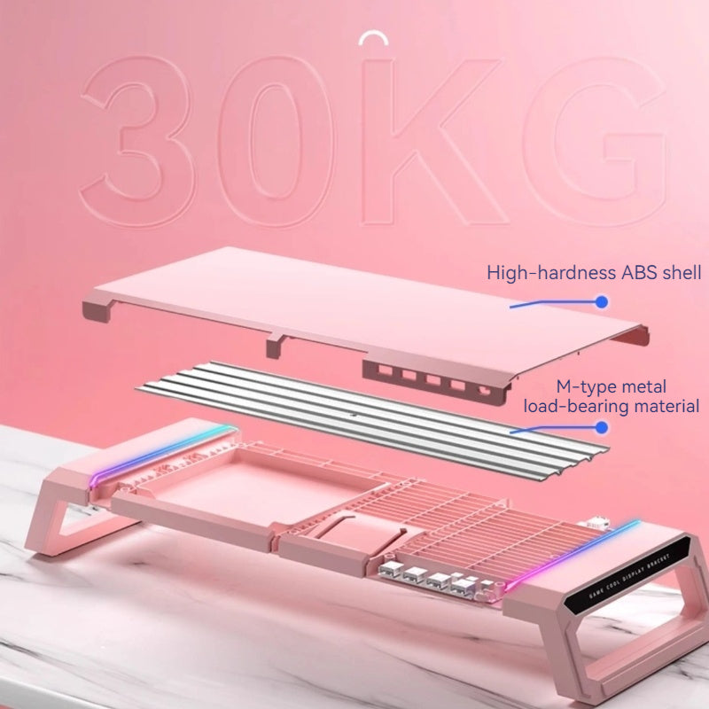 Load image into Gallery viewer, RGB Monitor Riser Stand with Foldable Legs, 4-Port USB Hub & Storage Drawer - i-Station Mobile Phone & Electronic Device Repair and Accessories