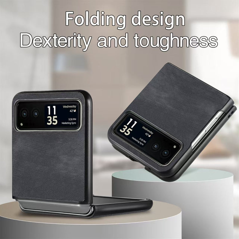 Load image into Gallery viewer, Motorola Moto Razr 40/Ultra PU Minimalist Flip Genuine Leather Series Case - i-Station Mobile Phone & Electronic Device Repair and Accessories