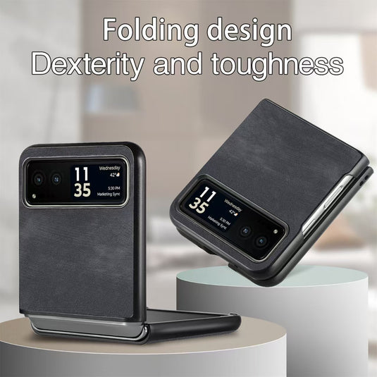 Motorola Moto Razr 40/Ultra PU Minimalist Flip Genuine Leather Series Case - i-Station Mobile Phone & Electronic Device Repair and Accessories