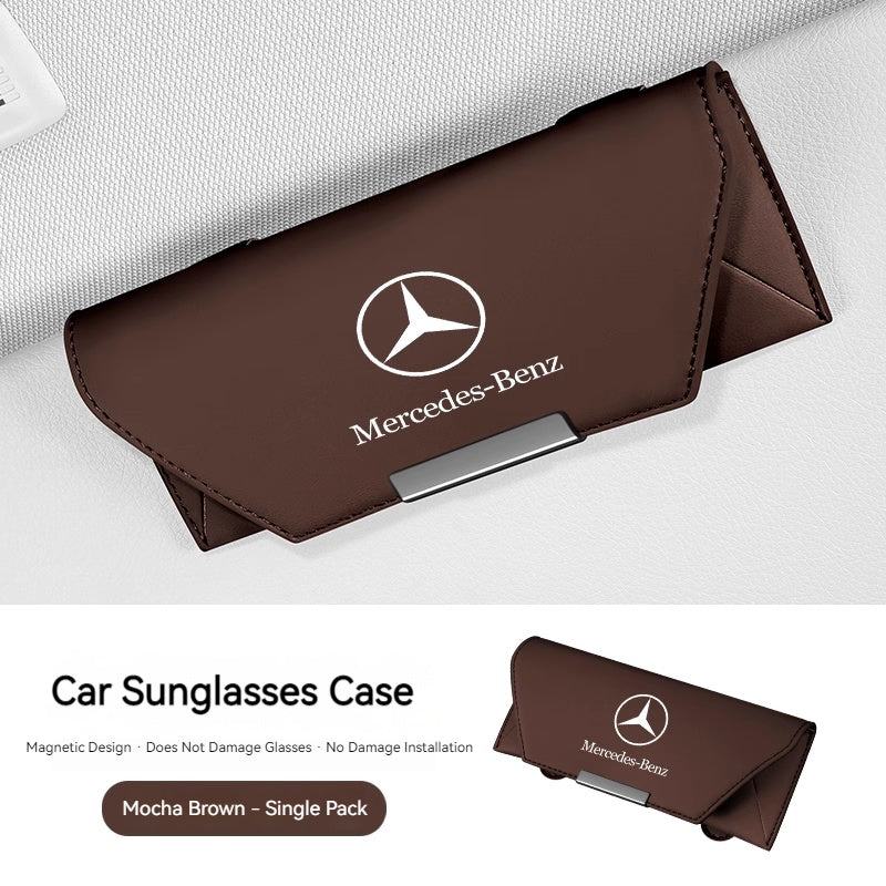 Load image into Gallery viewer, Mercedes-Benz Nappa Leather Car Sunglasses Holder for C-Class, E-Class, A-Class, E300L, GLA, GLC, GLB200/CLA — In-Car Sunglasses Clip Accessory