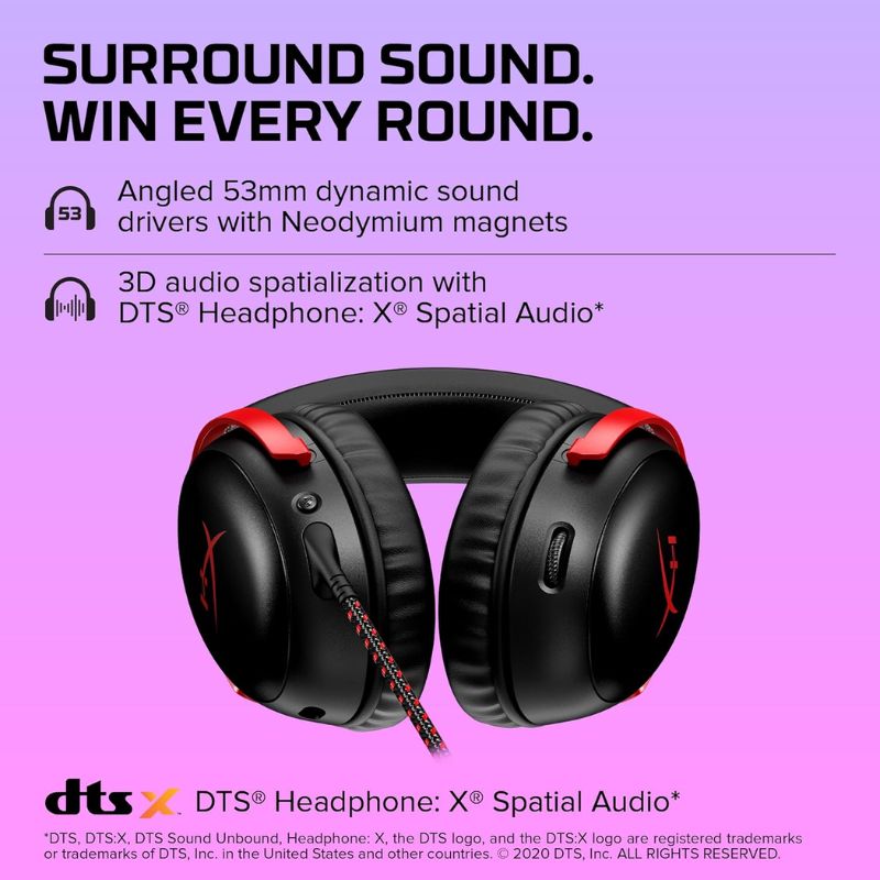 HyperX Cloud III – Wired Gaming Headset, PC, PS5, Xbox Series X|S, Angled 53mm Drivers, DTS, Memory Foam, Durable Frame, Ultra-Clear 10mm Mic, USB-C, USB-A, 3.5mm - i-Station Mobile Phone & Electronic Device Repair and Accessories