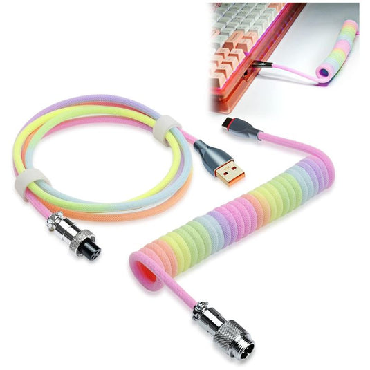 Custom Coiled 1.8M USB C Cable for Gaming Keyboard, Double-Sleeved Mechanical Keyboard Cable with Detachable Metal Aviator - i-Station Mobile Phone & Electronic Device Repair and Accessories