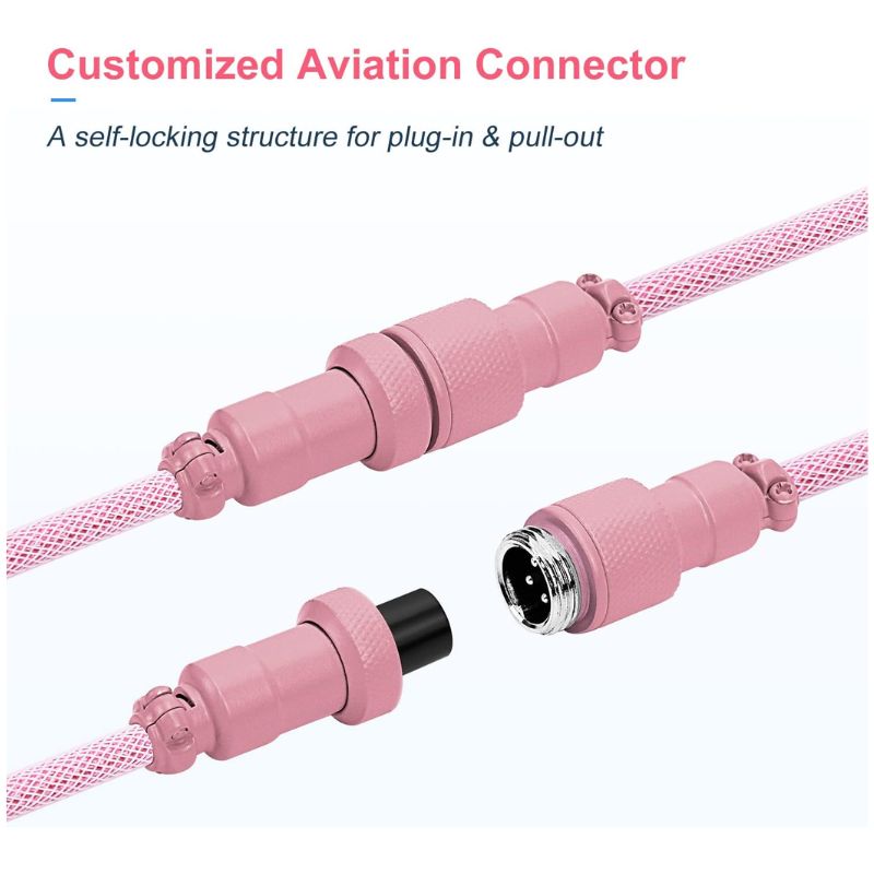Custom Coiled 1.8M USB C Cable for Gaming Keyboard, Double-Sleeved Mechanical Keyboard Cable with Detachable Metal Aviator - i-Station Mobile Phone & Electronic Device Repair and Accessories