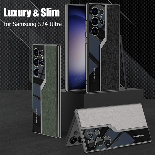 Samsung Galaxy S24 & Ultra - Electroplated Leather Soft Edge Business Style Essentials Series Case - i-Station Mobile Phone & Electronic Device Repair and Accessories