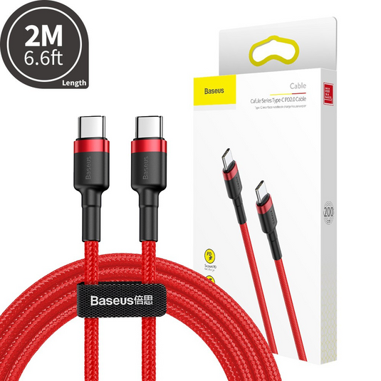 Baseus Cafule PD2.0 60W Flash Charging Type-C to Type-C Cable (20V 3A) 2m Compatible for iPhone 15 16 Series - i-Station Mobile Phone & Electronic Device Repair and Accessories