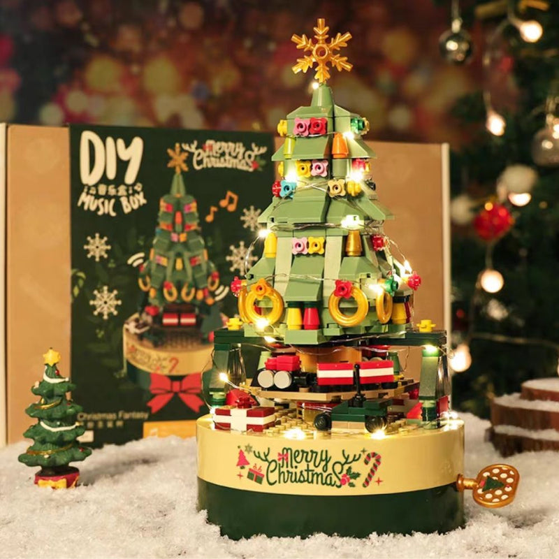 Load image into Gallery viewer, Christmas Tree Rotating Music Box โ Fun Building Block Toy, Perfect Gift for Children & Holiday Decor