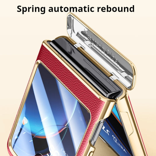 Motorola Moto Razr 40 Ultra Electroplated Chain Shockproof Plain Leather Essentials Series Case With Screen Protector - i-Station Mobile Phone & Electronic Device Repair and Accessories